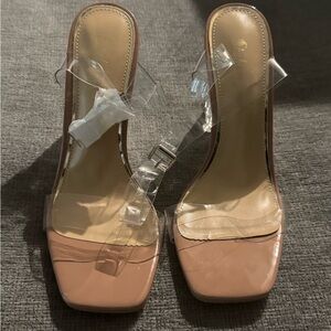 Chic Transparent Strap Nude Heels